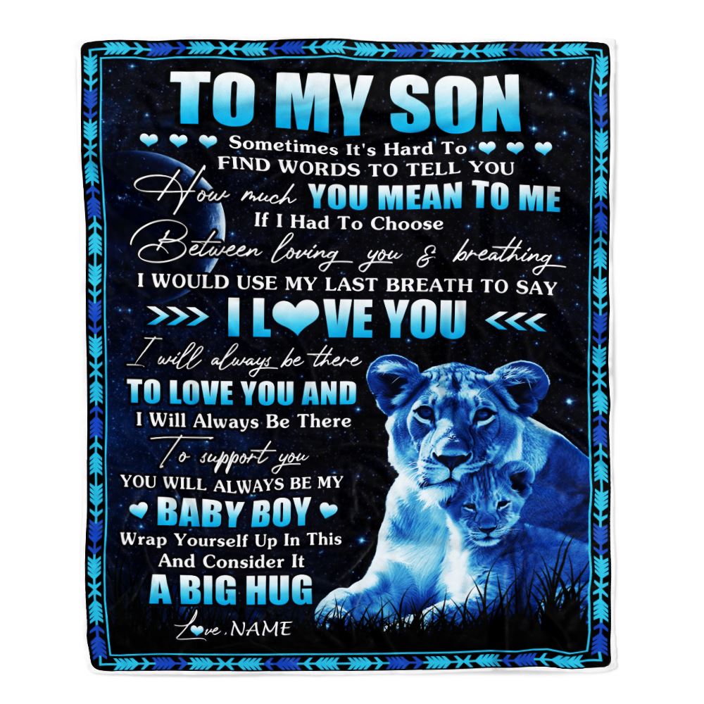 Personalized To My Son Blanket From Mom Mother You Mean Yo Me My Baby Boy Lion Son Birthday Graduation Christmas Customized Bed Fleece Throw Blanket | siriusteestore