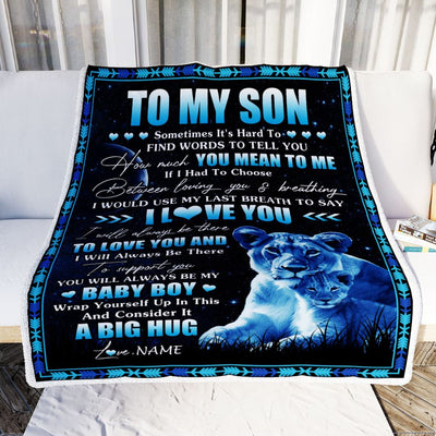 Personalized To My Son Blanket From Mom Mother You Mean Yo Me My Baby Boy Lion Son Birthday Graduation Christmas Customized Bed Fleece Throw Blanket | siriusteestore