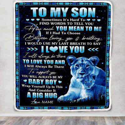 Personalized To My Son Blanket From Mom Mother You Mean Yo Me My Baby Boy Lion Son Birthday Graduation Christmas Customized Bed Fleece Throw Blanket | siriusteestore
