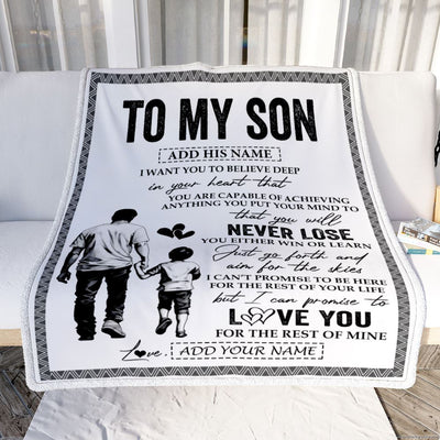 Personalized To My Son Blanket You Will Never Lose From Dad Father Son Birthday Gifts Graduation Christmas Customized Fleece Throw Blanket | siriusteestore