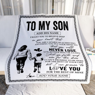 Personalized To My Son Blanket You Will Never Lose From Mom Mother Son Birthday Gifts Graduation Christmas Customized Fleece Throw Blanket | siriusteestore