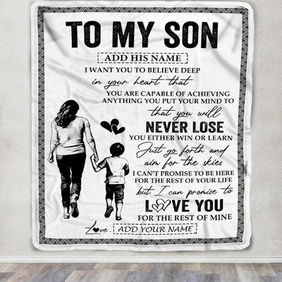 Personalized To My Son Blanket You Will Never Lose From Mom Mother Son Birthday Gifts Graduation Christmas Customized Fleece Throw Blanket | siriusteestore