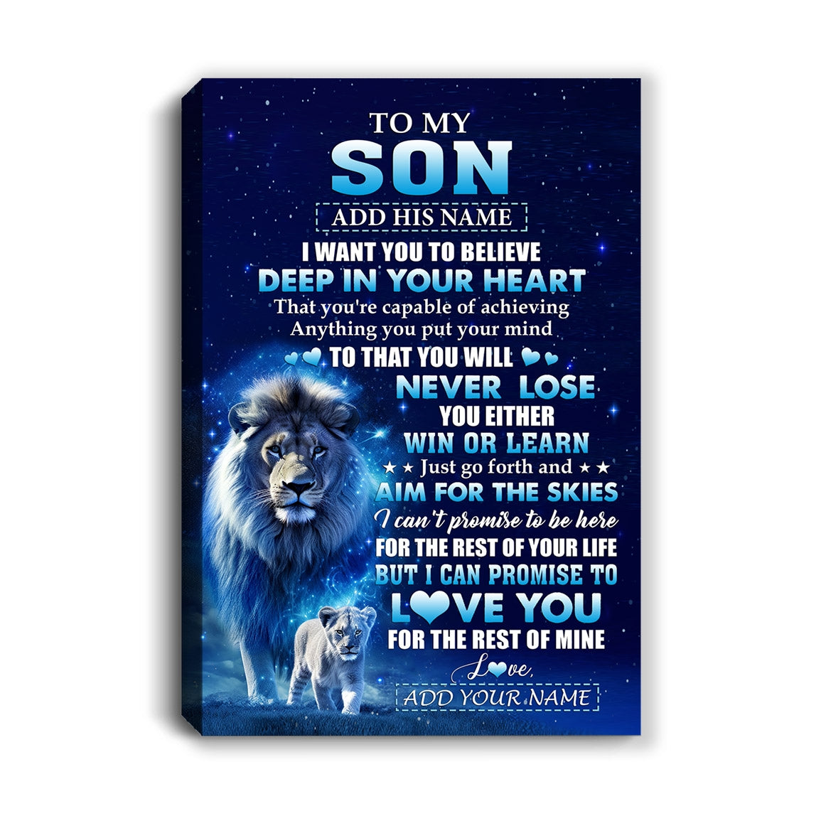 Personalized To My Son Canvas From Dad Father Believe Your Heart Son Gift Birthday Graduation Christmas Custom Wall Art Print Framed Canvas | siriusteestore