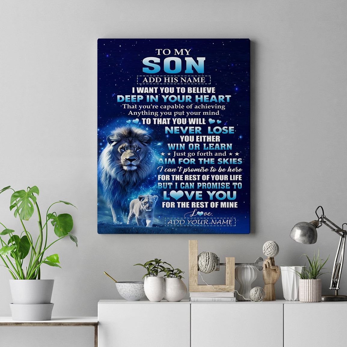 Personalized To My Son Canvas From Dad Father Believe Your Heart Son Gift Birthday Graduation Christmas Custom Wall Art Print Framed Canvas | siriusteestore