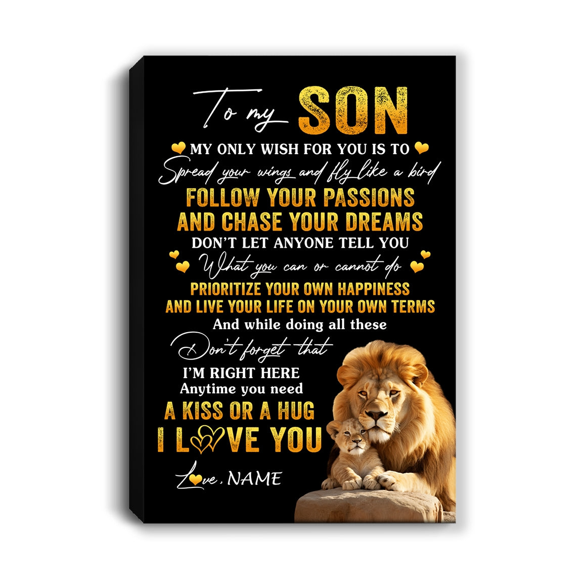 Personalized To My Son Canvas From Dad Father Lion My Only Wish For You Son Birthday Gifts Graduation Christmas Custom Wall Art Print Framed Canvas | siriusteestore