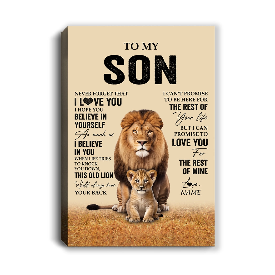 Personalized To My Son Canvas From Dad Father Lion Never Forget That I Love You Son Birthday Gifts Graduation Christmas Custom Wall Art Print Framed Canvas | siriusteestore