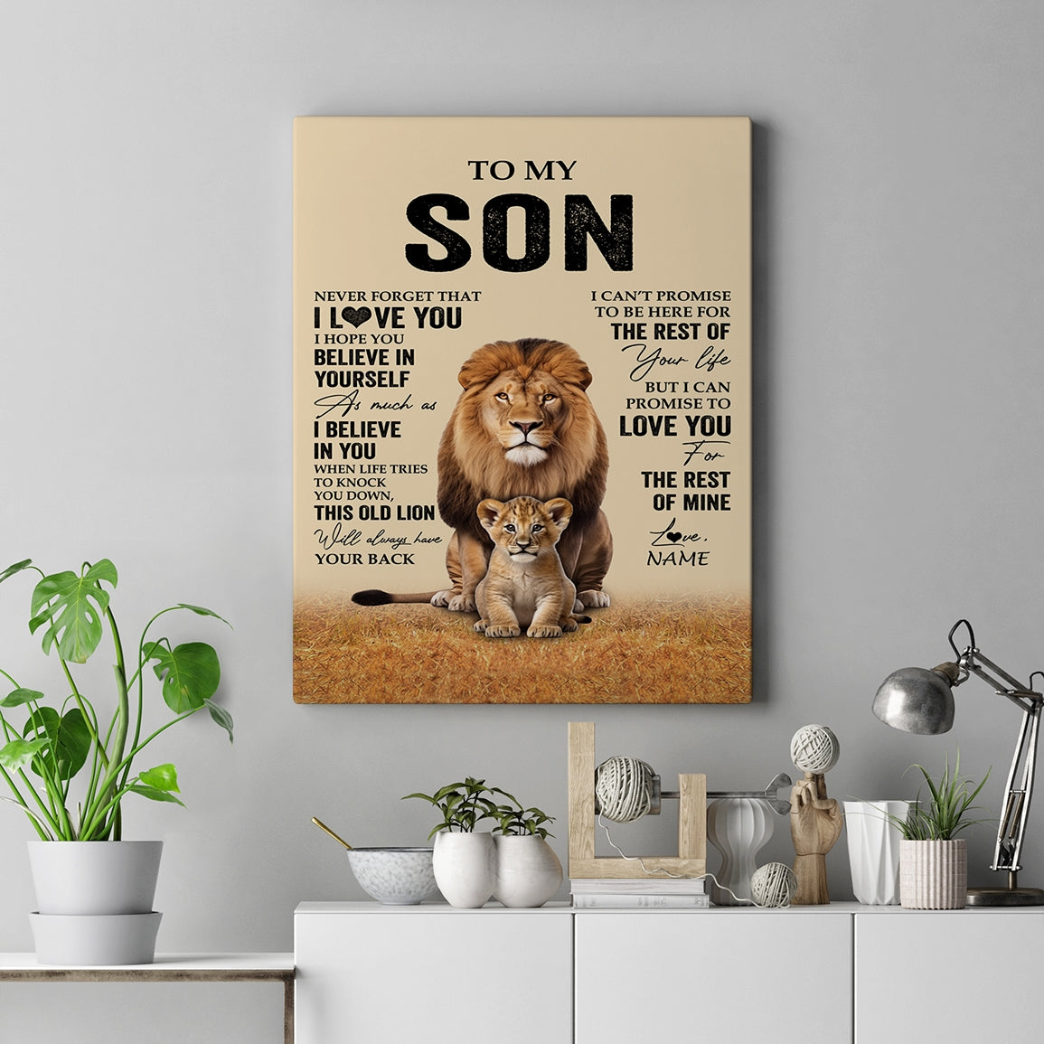 Personalized To My Son Canvas From Dad Father Lion Never Forget That I Love You Son Birthday Gifts Graduation Christmas Custom Wall Art Print Framed Canvas | siriusteestore
