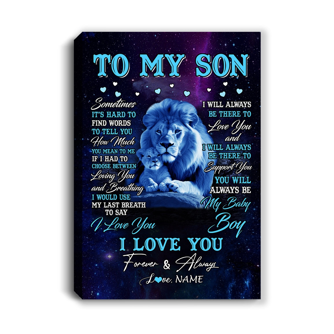 Personalized To My Son Canvas From Dad Father Sometimes It's Hard Lion Son Gift Birthday Graduation Christmas Custom Wall Art Print Framed Canvas | siriusteestore