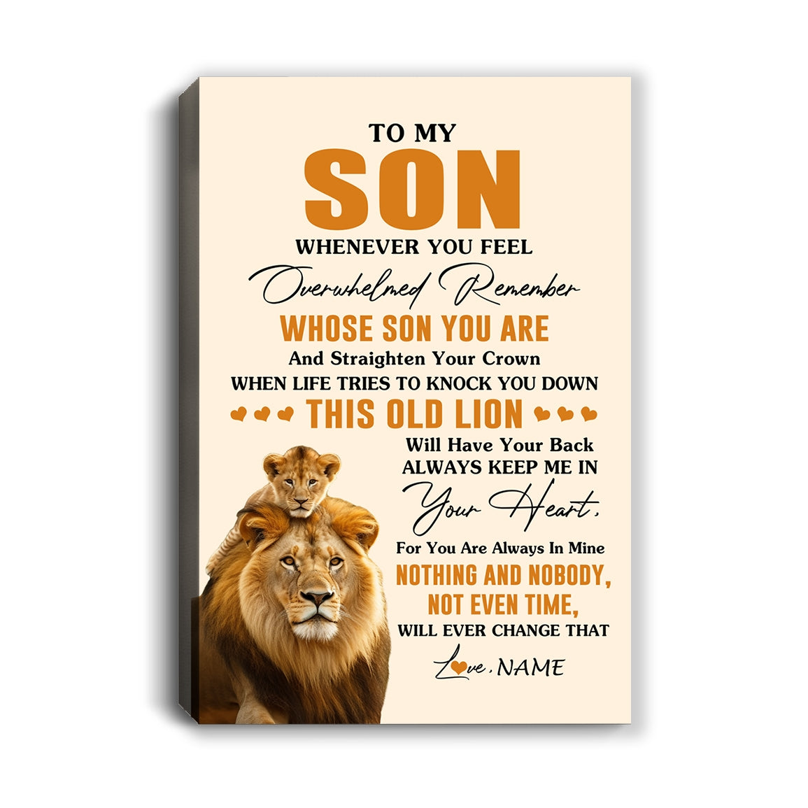 Personalized To My Son Canvas From Dad Father Whenever You Fell Overwhelmed Lion Son Birthday Gifts Graduation Christmas Custom Wall Art Print Framed Canvas | siriusteestore