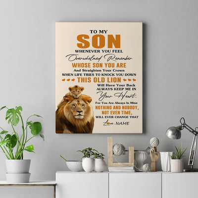 Personalized To My Son Canvas From Dad Father Whenever You Fell Overwhelmed Lion Son Birthday Gifts Graduation Christmas Custom Wall Art Print Framed Canvas | siriusteestore