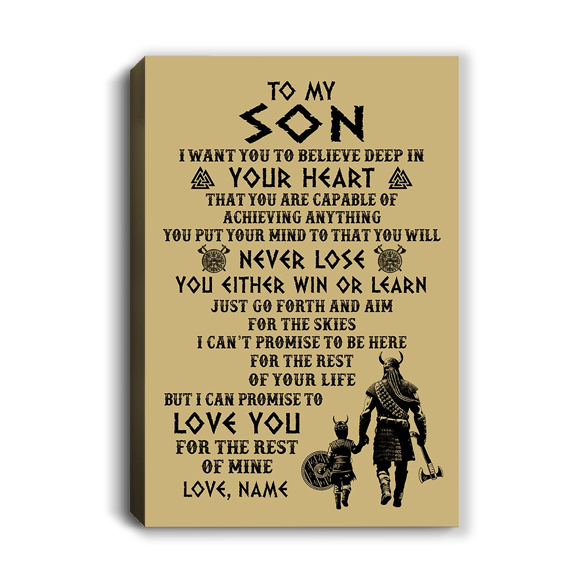 Personalized To My Son Canvas From Dad Father You Will Never Lose Viking Son Birthday Gifts Graduation Christmas Custom Wall Art Print Framed Canvas | siriusteestore