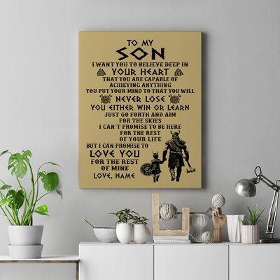 Personalized To My Son Canvas From Dad Father You Will Never Lose Viking Son Birthday Gifts Graduation Christmas Custom Wall Art Print Framed Canvas | siriusteestore