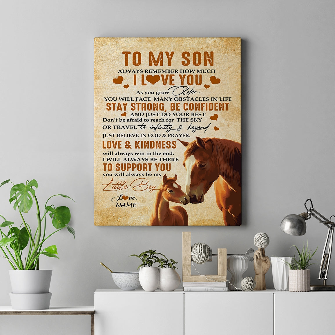 Personalized To My Son Canvas From Mom Dad Mother Father Always Remember I Love You Horse Son Birthday Gifts Graduation Christmas Custom Wall Art Print Framed Canvas | siriusteestore