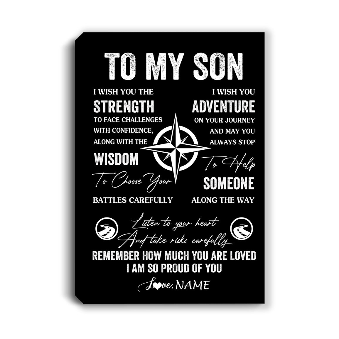 Personalized To My Son Canvas From Mom Dad Mother Father I Wish You The Strength Son Birthday Gifts Graduation Christmas Custom Wall Art Print Framed Canvas | siriusteestore