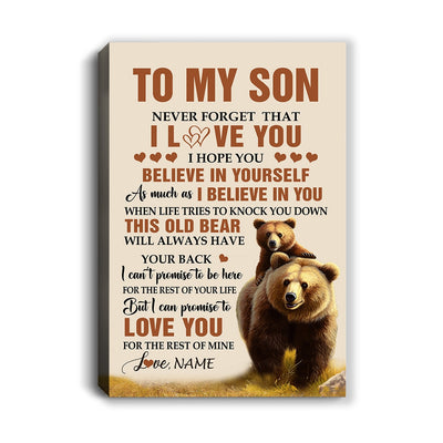 Personalized To My Son Canvas From Mom Dad Mother Father This Old Bear Love You Son Birthday Gifts Graduation Christmas Custom Wall Art Print Framed Canvas | siriusteestore