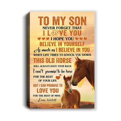 Personalized To My Son Canvas From Mom Dad Mother Father This Old Horse Love You Son Birthday Gifts Graduation Christmas Custom Wall Art Print Framed Canvas | siriusteestore