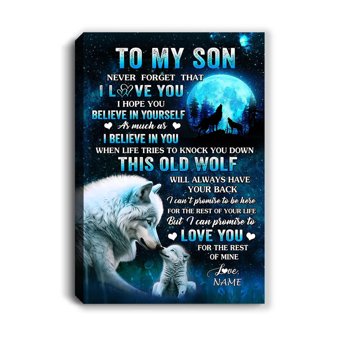 Personalized To My Son Canvas From Mom Dad Mother Father This Old Wolf Love Son Birthday Gifts Graduation Christmas Custom Wall Art Print Framed Canvas | siriusteestore