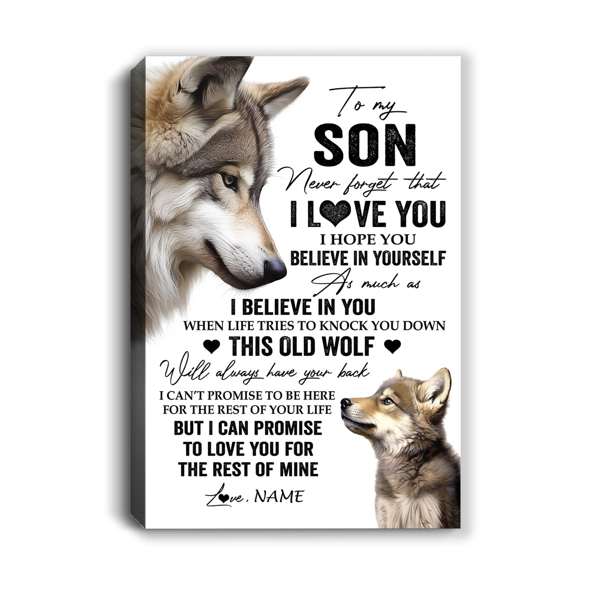 Personalized To My Son Canvas From Mom Dad Mother Father This Old Wolf Love You Son Birthday Gifts Graduation Christmas Custom Wall Art Print Framed Canvas | siriusteestore