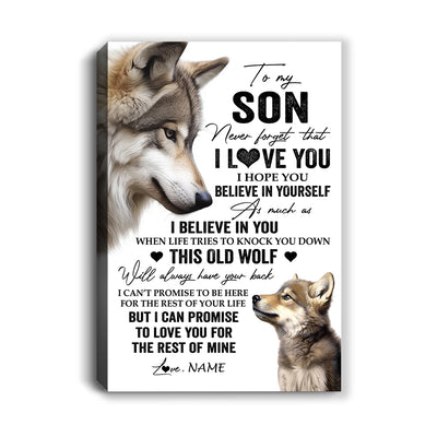 Personalized To My Son Canvas From Mom Dad Mother Father This Old Wolf Love You Son Birthday Gifts Graduation Christmas Custom Wall Art Print Framed Canvas | siriusteestore