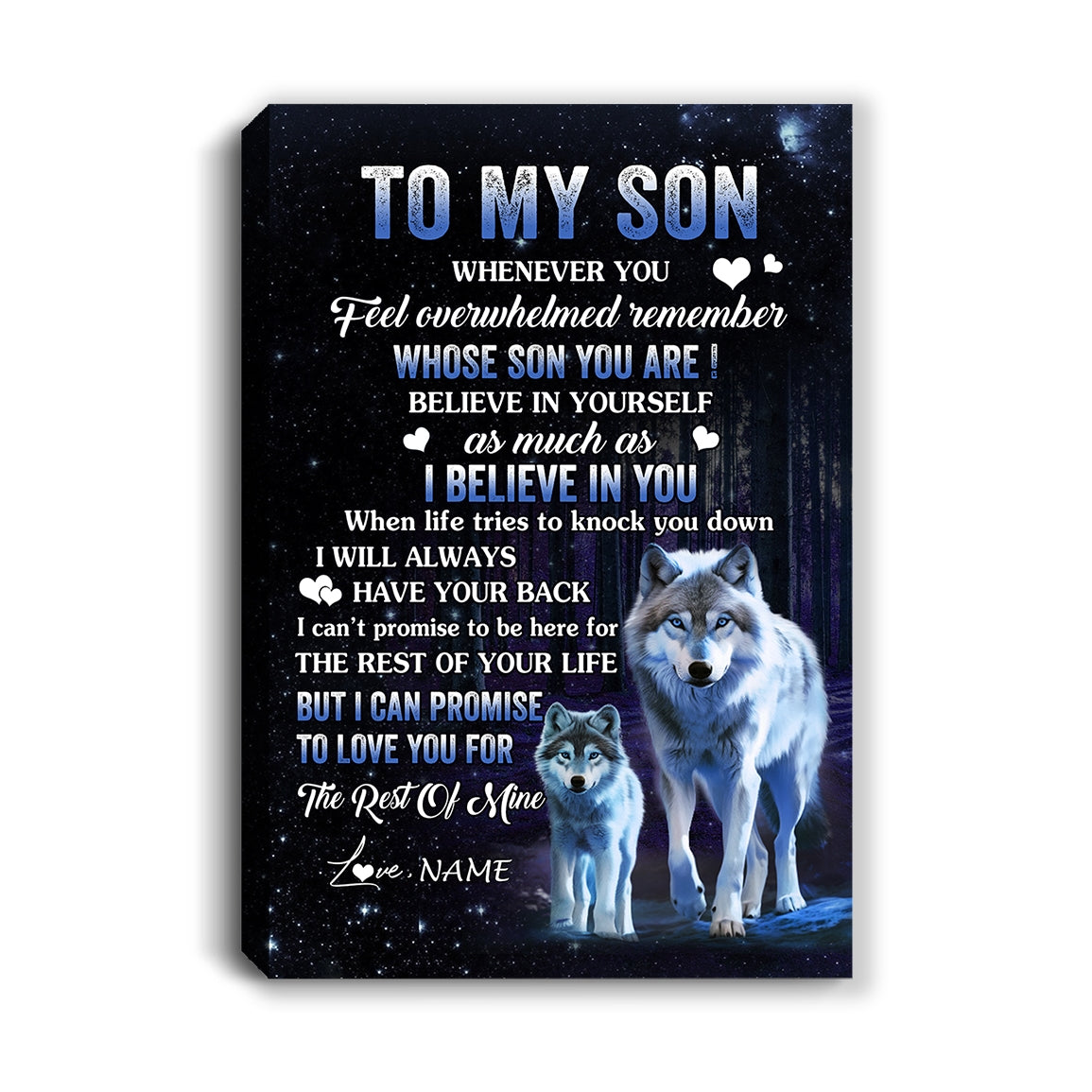 Personalized To My Son Canvas From Mom Dad Mother Father Whenever You Feel Wolf Son Birthday Gifts Graduation Christmas Custom Wall Art Print Fram | siriusteestore