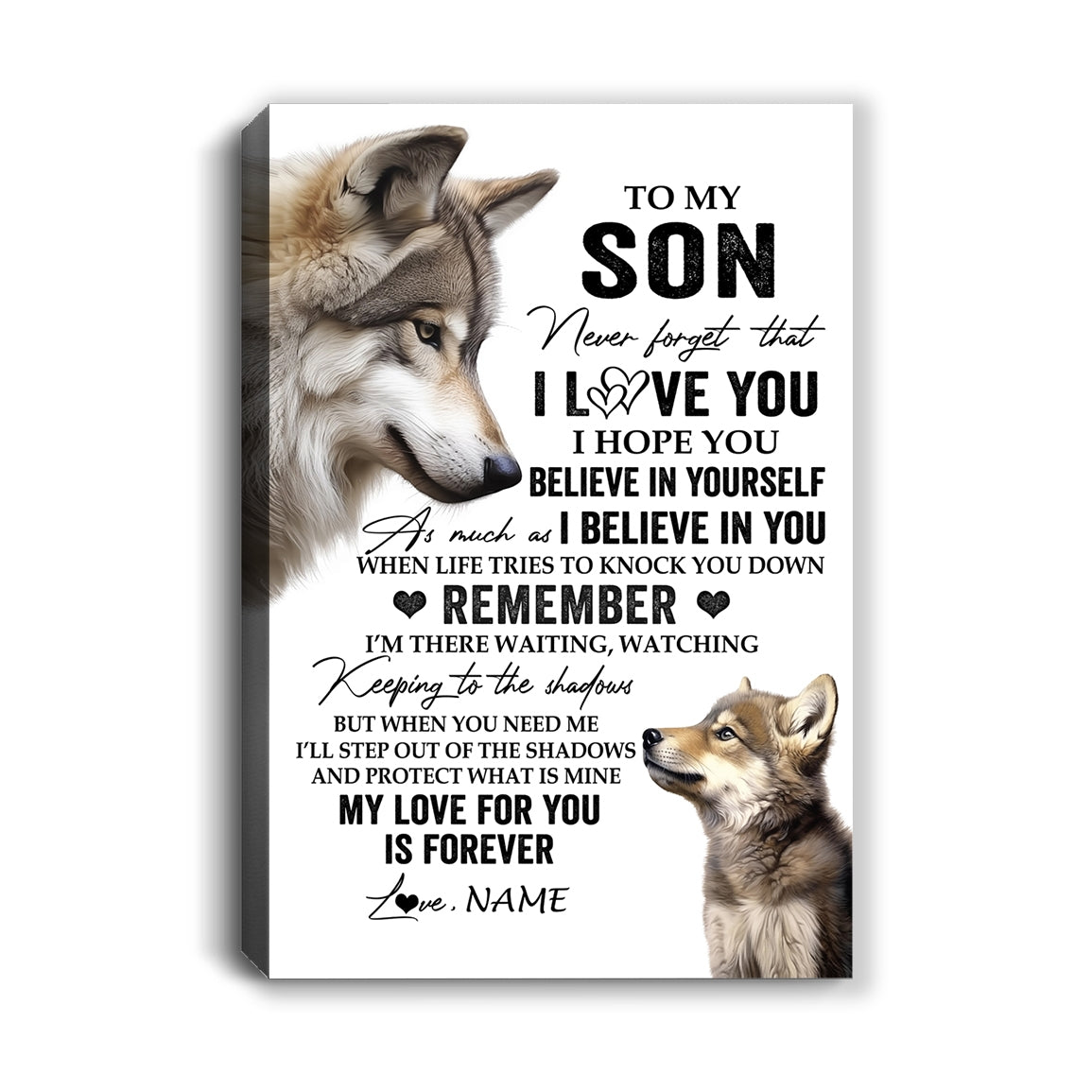 Personalized To My Son Canvas From Mom Dad Mother Father Wolf My Love For You Is Forever Son Birthday Gifts Christmas Custom Wall Art Print Framed Canvas | siriusteestore