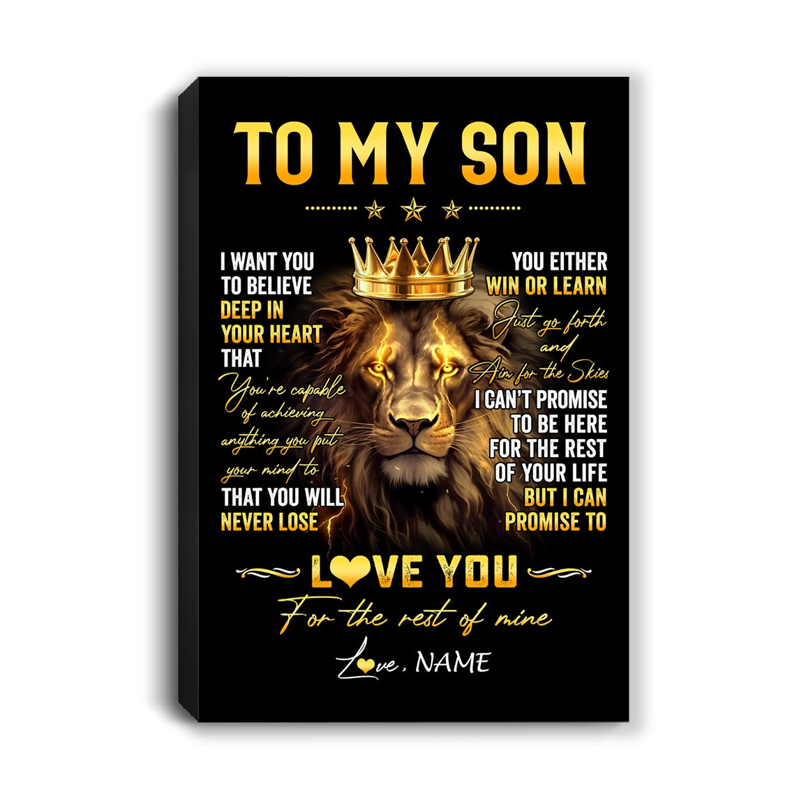 Personalized To My Son Canvas From Mom Dad Mother Father You Will Never Lose Lion Son Birthday Gifts Graduation Christmas Custom Wall Art Print Framed Canvas | siriusteestore