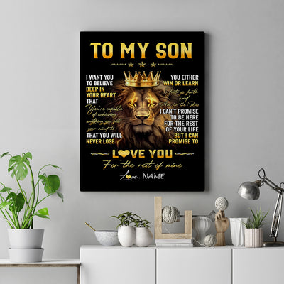 Personalized To My Son Canvas From Mom Dad Mother Father You Will Never Lose Lion Son Birthday Gifts Graduation Christmas Custom Wall Art Print Framed Canvas | siriusteestore