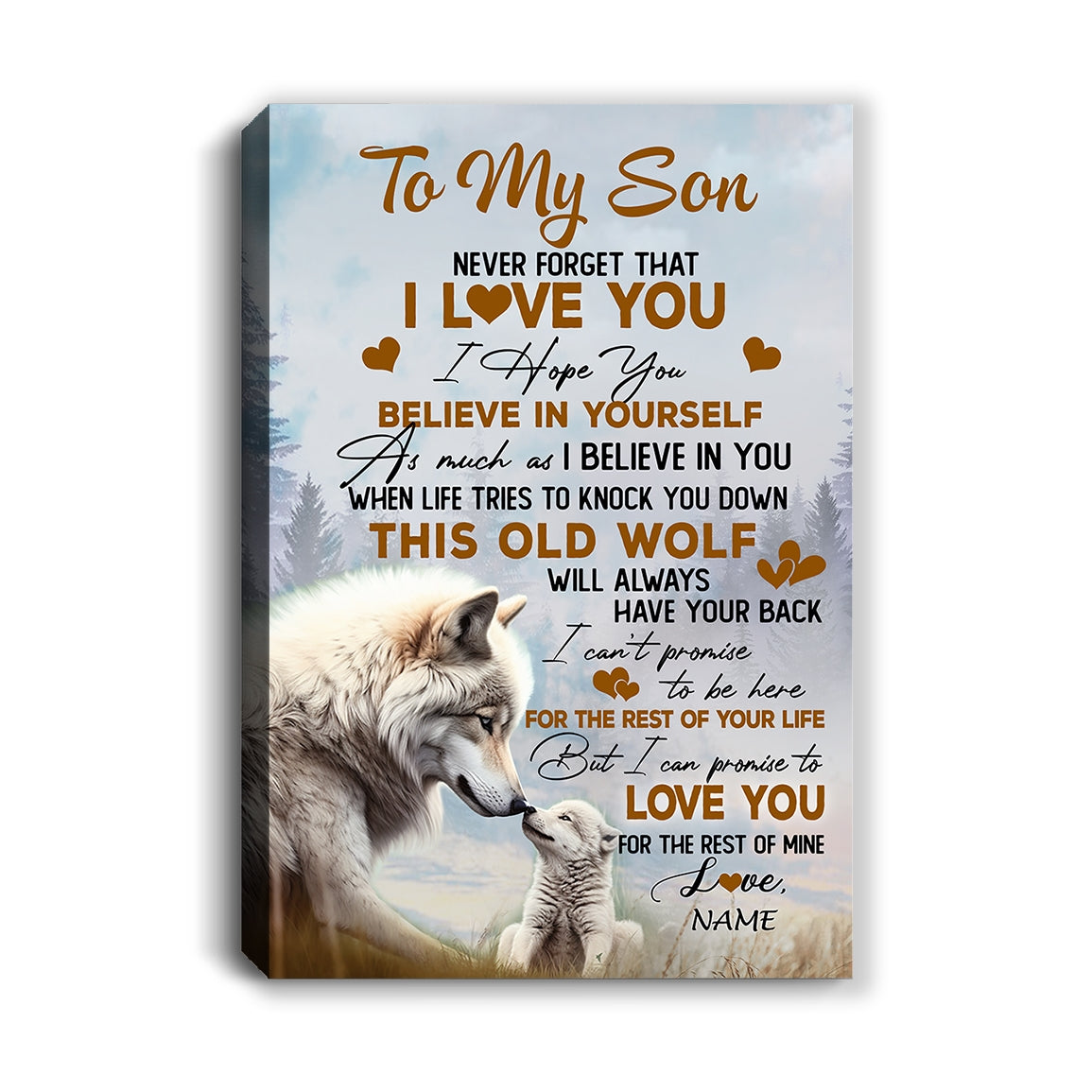 Personalized To My Son Canvas From Mom Dad Mother Never Forget That I Love You Wolf Son Birthday Gifts Graduation Christmas Custom Wall Art Print Framed Canvas | siriusteestore