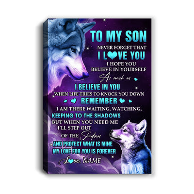 Personalized To My Son Canvas From Mom Dad Mother Wolf Moon My Love For You Is Forever Son Birthday Gifts Graduation Christmas Custom Wall Art Print Framed Canvas | siriusteestore