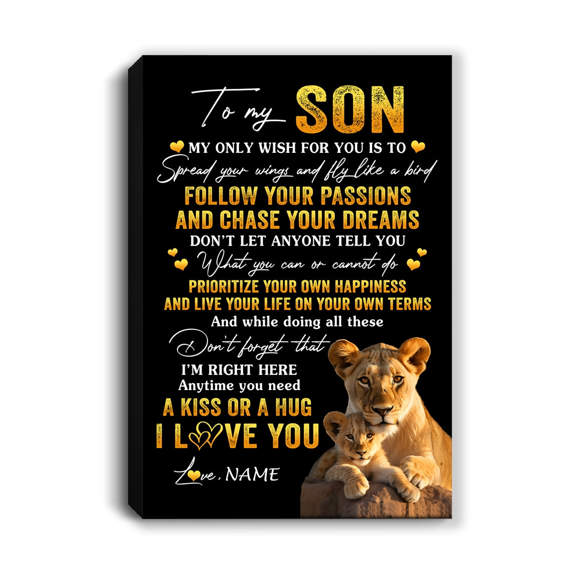 Personalized To My Son Canvas From Mom Mother Lion My Only Wish For You Son Birthday Gifts Graduation Christmas Custom Wall Art Print Framed Canvas | siriusteestore