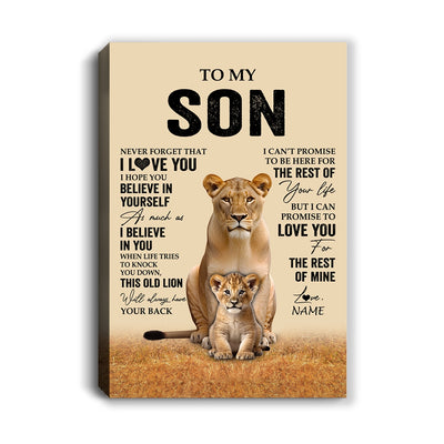 Personalized To My Son Canvas From Mom Mother Lion Never Forget That I Love You Son Birthday Gifts Graduation Christmas Custom Wall Art Print Framed Canvas | siriusteestore