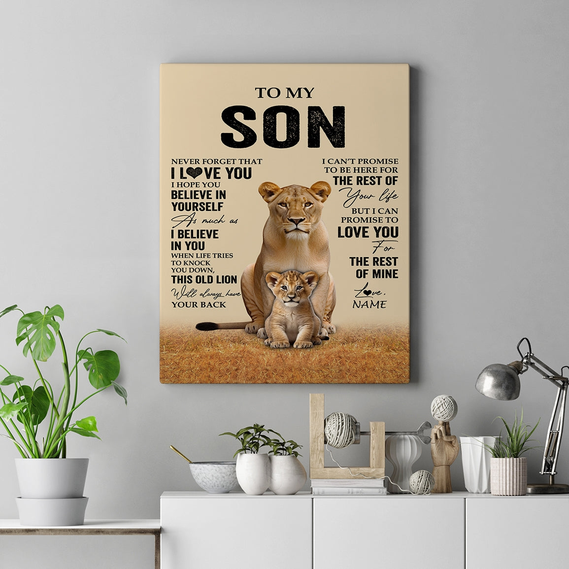 Personalized To My Son Canvas From Mom Mother Lion Never Forget That I Love You Son Birthday Gifts Graduation Christmas Custom Wall Art Print Framed Canvas | siriusteestore