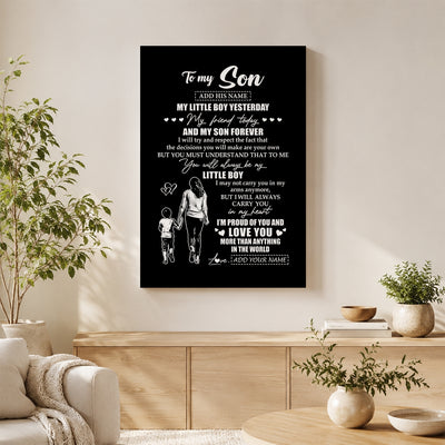 Personalized To My Son Canvas From Mom Mother My Little Boy My Friend Proud And Love Son Birthday Gifts Graduation Christmas Custom Wall Art Framed Canvas | siriusteestore