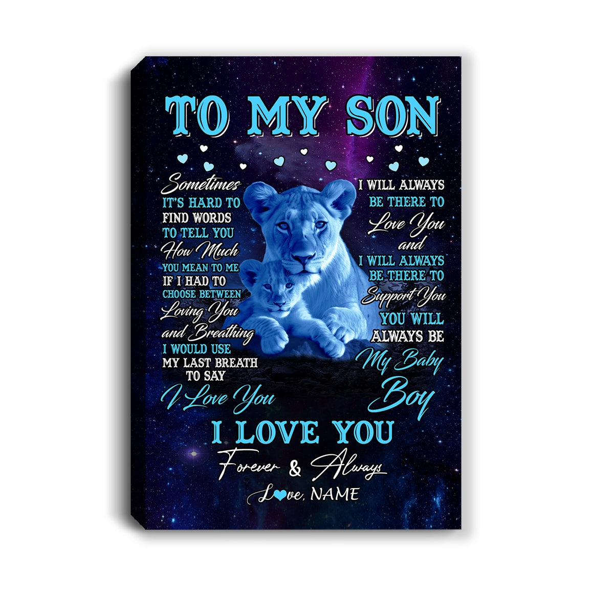 Personalized To My Son Canvas From Mom Mother Sometimes It's Hard Lion Son Gift Birthday Graduation Christmas Custom Wall Art Print Framed Canvas | siriusteestore