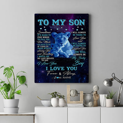 Personalized To My Son Canvas From Mom Mother Sometimes It's Hard Lion Son Gift Birthday Graduation Christmas Custom Wall Art Print Framed Canvas | siriusteestore