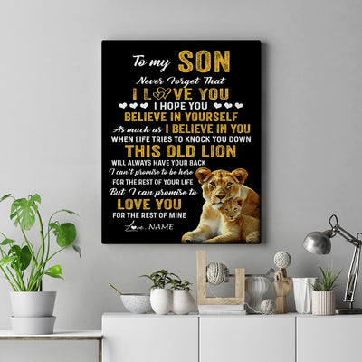 Personalized To My Son Canvas From Mom Mother This Old Lion Love You Son Birthday Gifts Graduation Christmas Custom Wall Art Print Framed Canvas | siriusteestore