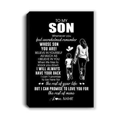 Personalized To My Son Canvas From Mom Mother Whenever You Feel Overwhelmed Son Birthday Gifts Graduation Christmas Custom Wall Art Print Framed Canvas | siriusteestore