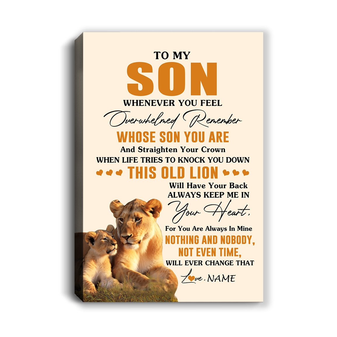 Personalized To My Son Canvas From Mom Mother Whenever You Fell Overwhelmed Lion Son Birthday Gifts Graduation Christmas Custom Wall Art Print Framed Canvas | siriusteestore