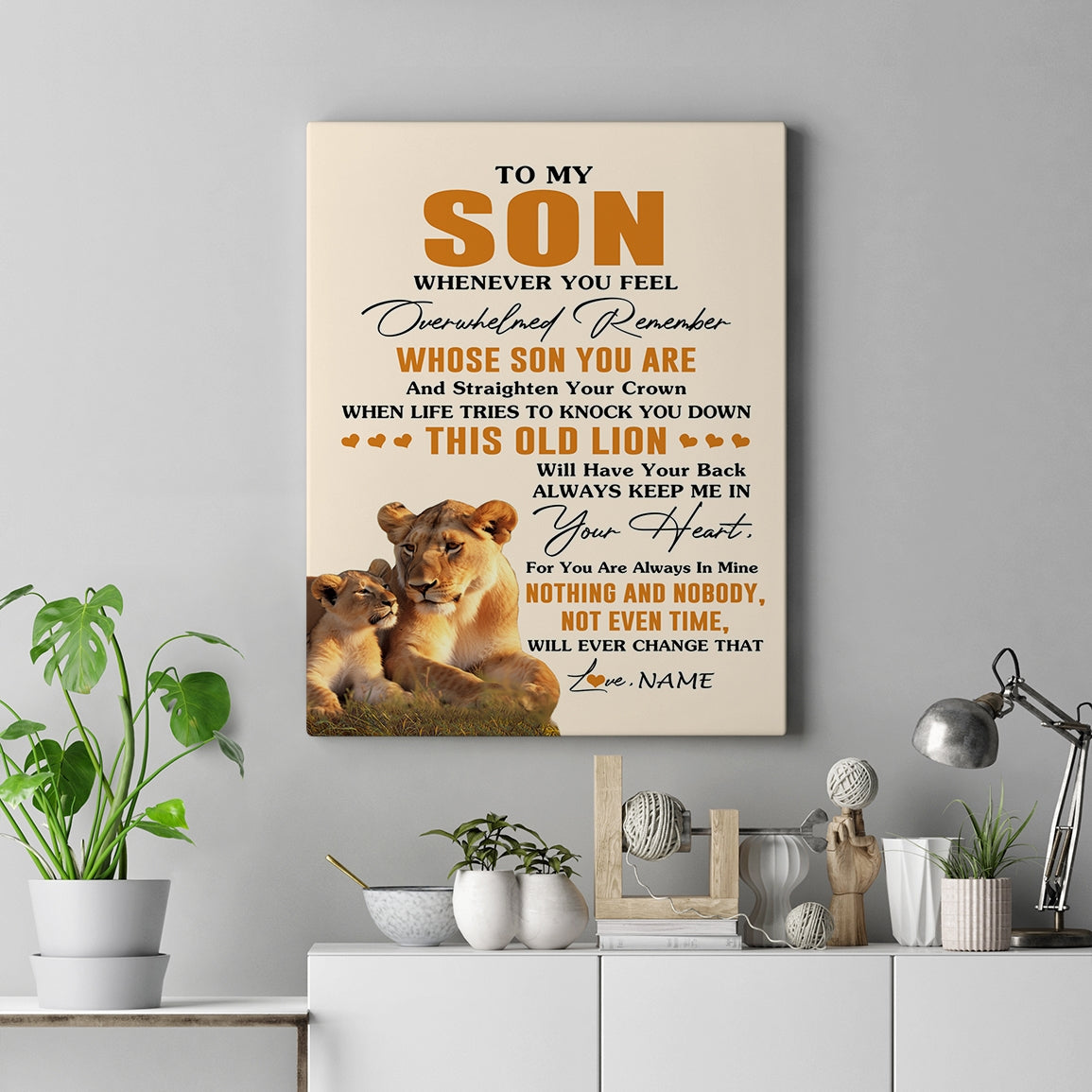 Personalized To My Son Canvas From Mom Mother Whenever You Fell Overwhelmed Lion Son Birthday Gifts Graduation Christmas Custom Wall Art Print Framed Canvas | siriusteestore