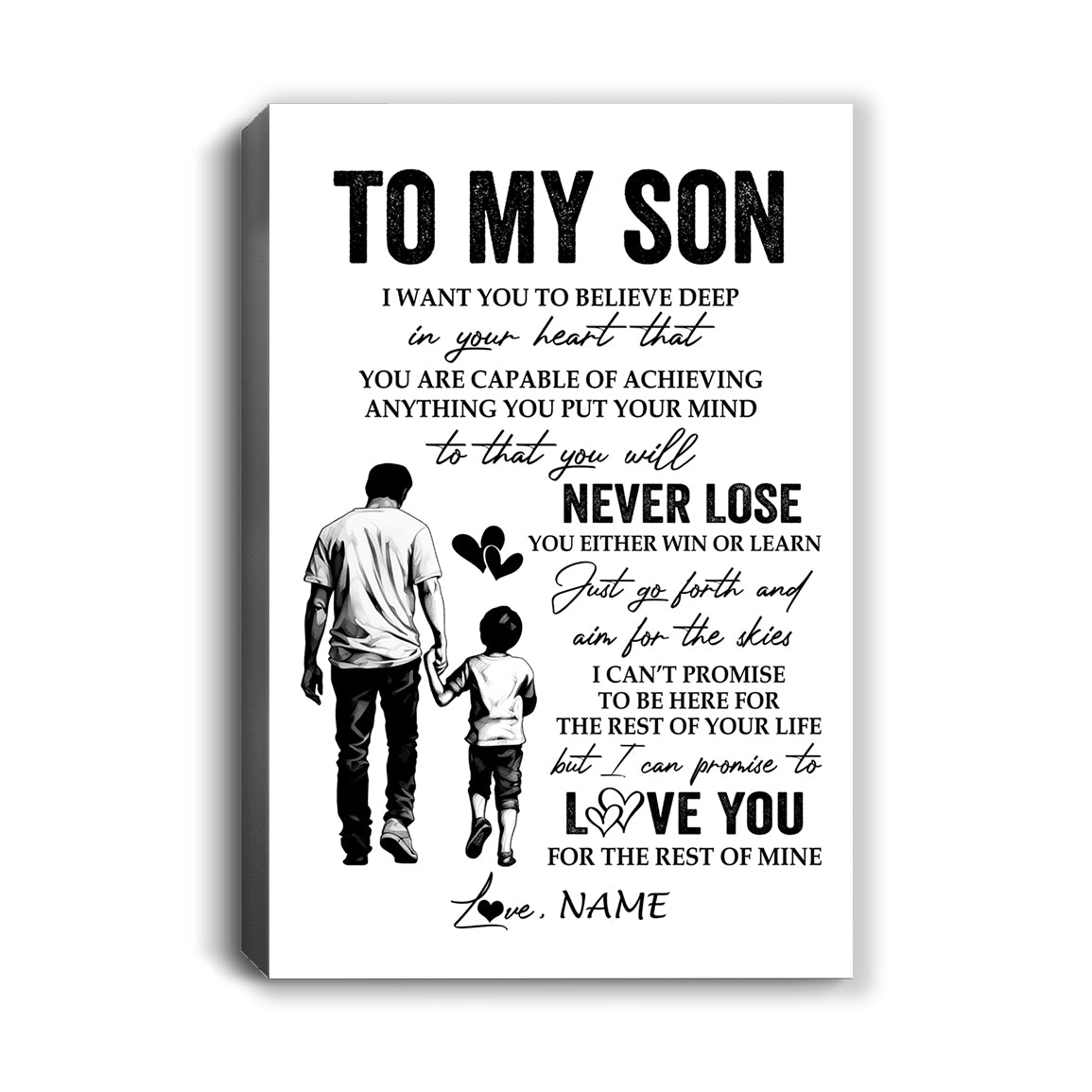 Personalized To My Son Canvas You Will Never Lose From Dad Father Son Birthday Gifts Graduation Christmas Custom Wall Art Print Framed Canvas | siriusteestore