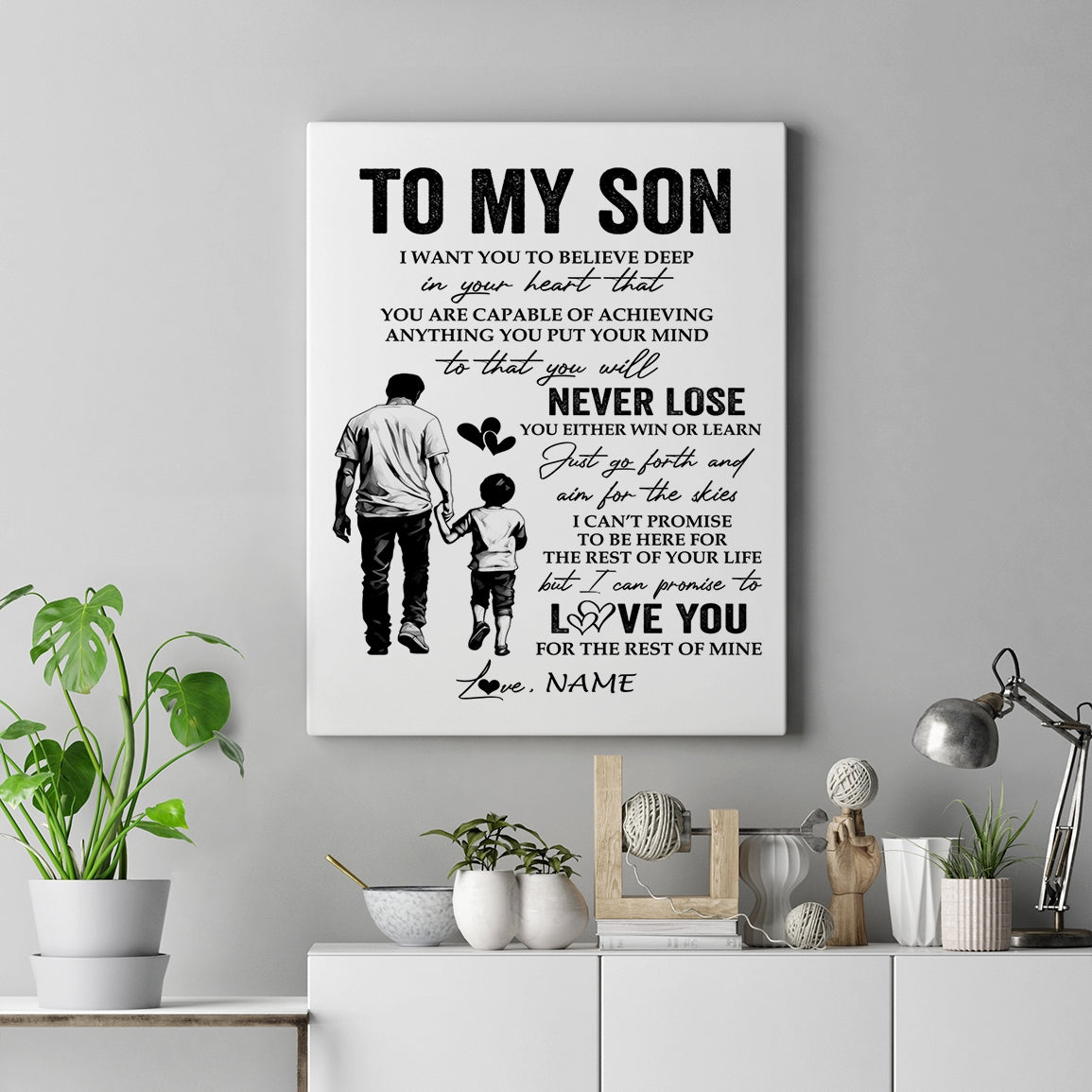 Personalized To My Son Canvas You Will Never Lose From Dad Father Son Birthday Gifts Graduation Christmas Custom Wall Art Print Framed Canvas | siriusteestore