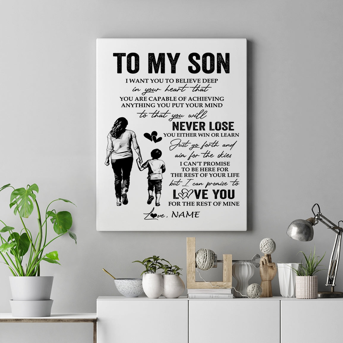 Personalized To My Son Canvas You Will Never Lose From Mom Mother Son Birthday Gifts Graduation Christmas Custom Wall Art Print Framed Canvas | siriusteestore