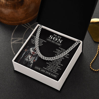 Cuban Link Chain Necklace Stainless Steel | 2 | Personalized To My Son From Dad Mom Necklace I Am The Storm Knight Templar Birthday Gifts For Son Christian Christmas Graduation Custom Gift Box Message Card | https://siriusteestore.