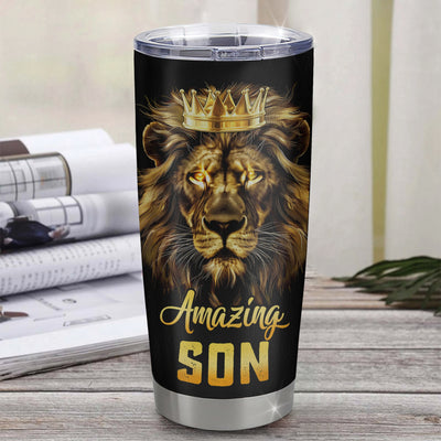 Personalized To My Son From Mom Dad Mother Father Stainless Steel Tumbler Cup Never Forget I Love You Lion Son Birthday Graduation Christmas Travel Mug | siriusteestore