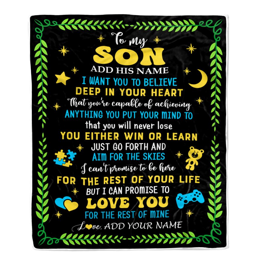 Personalized To My Son Gift Blanket From Mom Dad Mother Father Letter Sleep Cute Son Birthday Idea Graduation Christmas Customized Fleece Throw Blanket | siriusteestore
