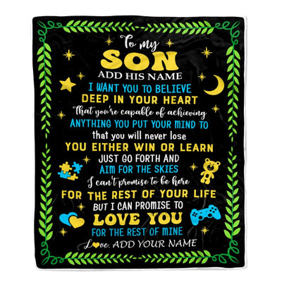 Personalized To My Son Gift Blanket From Mom Dad Mother Father Letter Sleep Cute Son Birthday Idea Graduation Christmas Customized Fleece Throw Blanket | siriusteestore