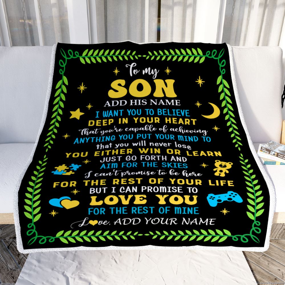 Personalized To My Son Gift Blanket From Mom Dad Mother Father Letter Sleep Cute Son Birthday Idea Graduation Christmas Customized Fleece Throw Blanket | siriusteestore