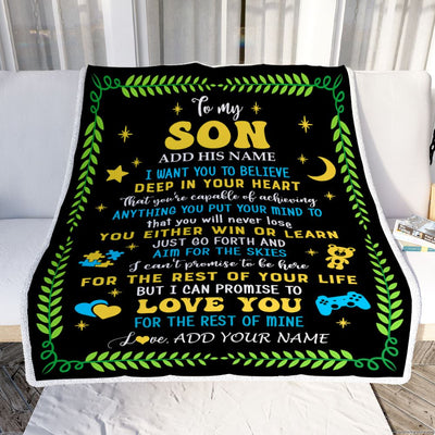 Personalized To My Son Gift Blanket From Mom Dad Mother Father Letter Sleep Cute Son Birthday Idea Graduation Christmas Customized Fleece Throw Blanket | siriusteestore