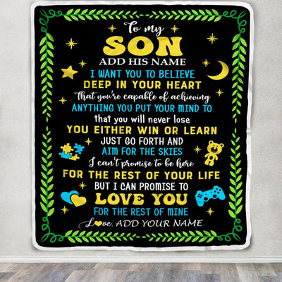 Personalized To My Son Gift Blanket From Mom Dad Mother Father Letter Sleep Cute Son Birthday Idea Graduation Christmas Customized Fleece Throw Blanket | siriusteestore
