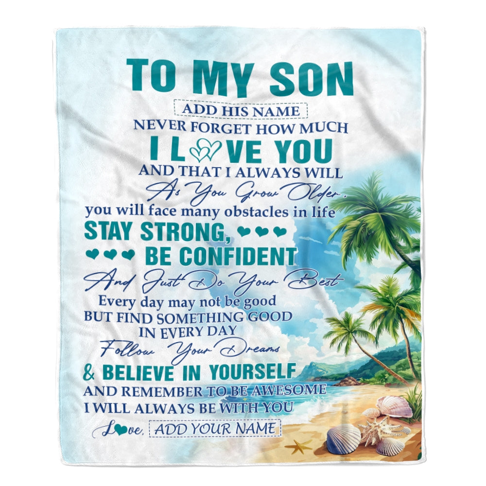 Personalized To My Son Gifts Blanket Beach I Love You Forever From Mom Dad Son Birthday Gifts Christmas Thanksgiving Graduation Customized Fleece Blanket | siriusteestore